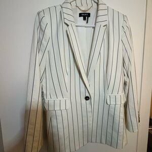 DKNY Women's Cream and Navy Striped Blazer